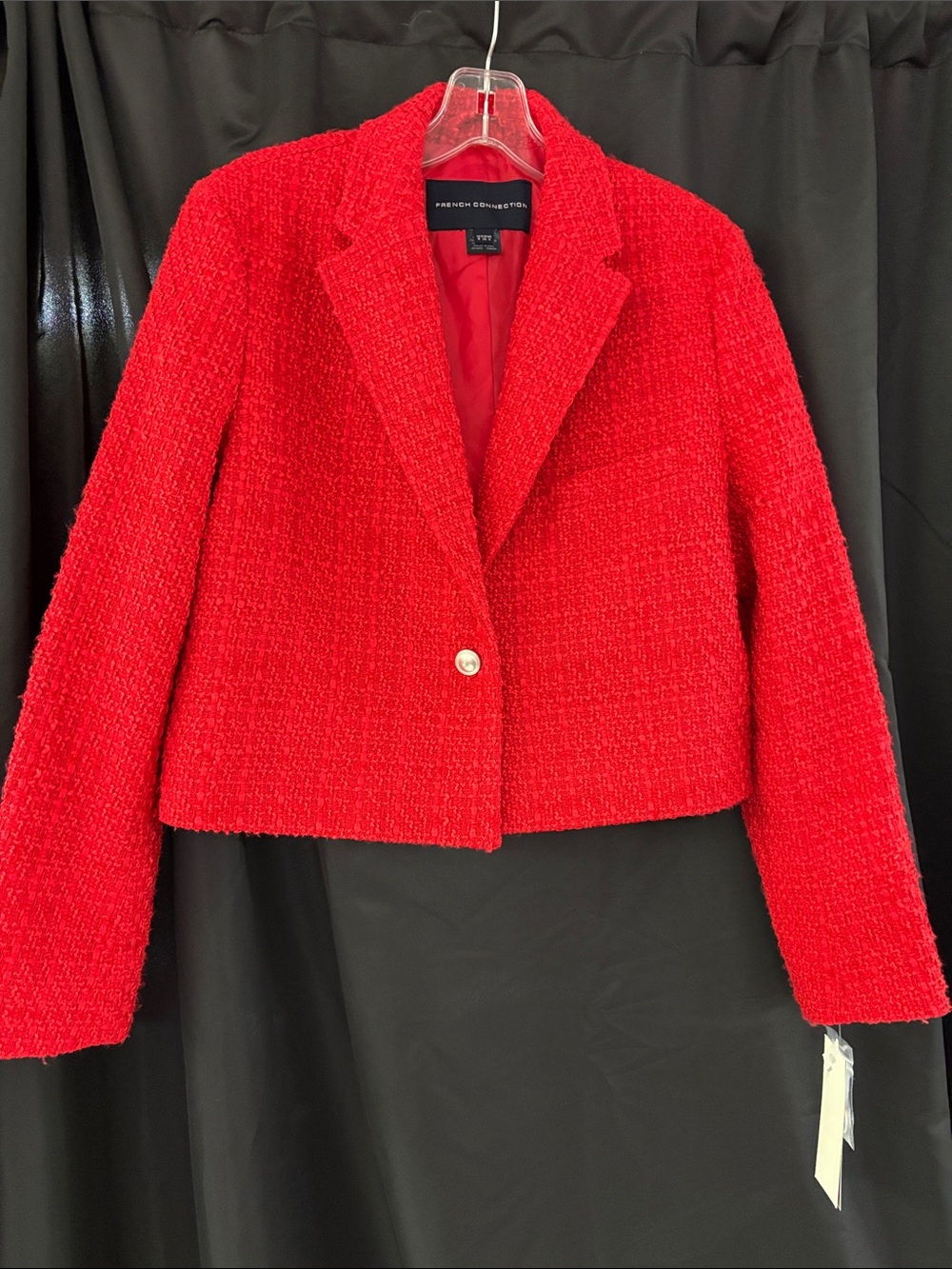 French Connection Red Textured Cropped Blazer